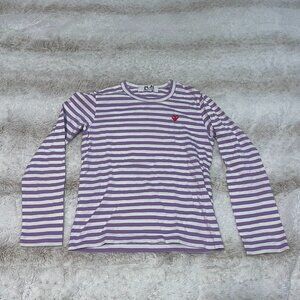 Play Comme des Garçons Purple/White Striped Long Sleeve T-Shirt Small